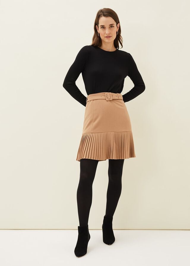 Brown Phase Eight Annabel Pleated Skirts | 6947NTDZP