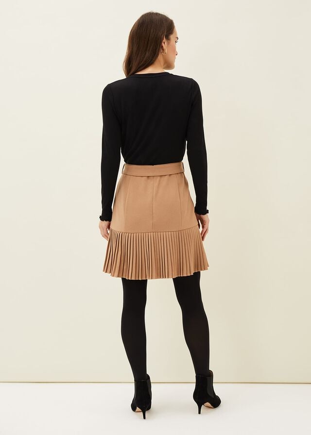 Brown Phase Eight Annabel Pleated Skirts | 6947NTDZP