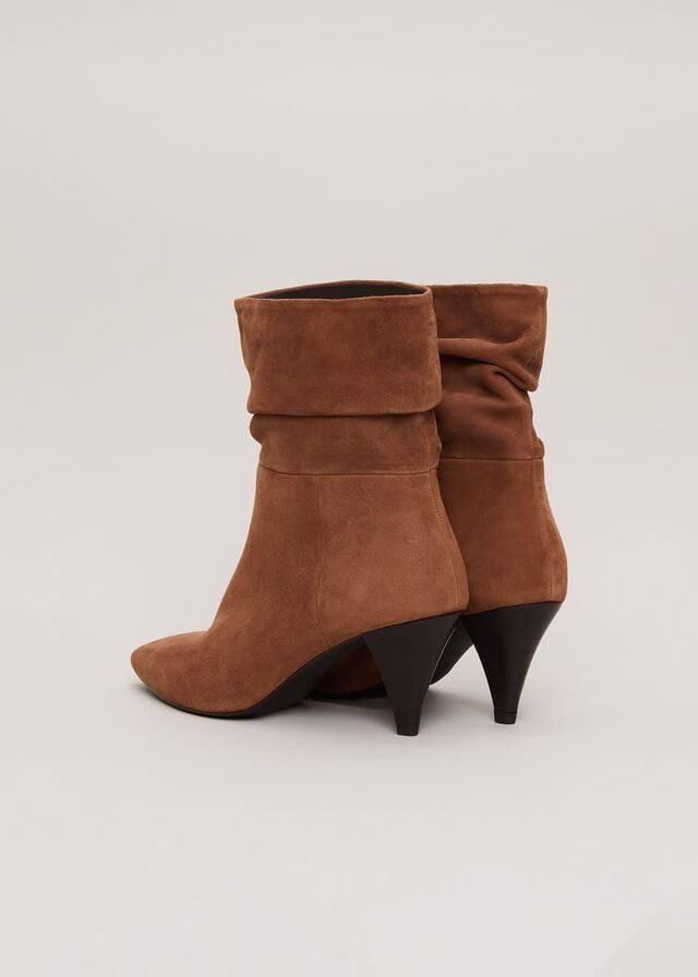 Brown Phase Eight Brown Suede Cone Western Heels | 9438UGVPB