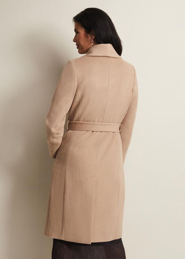 Brown Phase Eight Nicci Camel Wool Belted Coats | 1683PTHFC