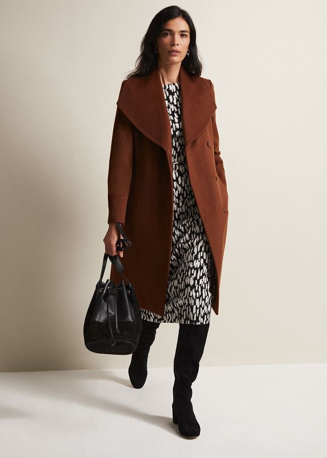 Brown Phase Eight Nicci Tan Wool Smart Coats | 6357CQUSX