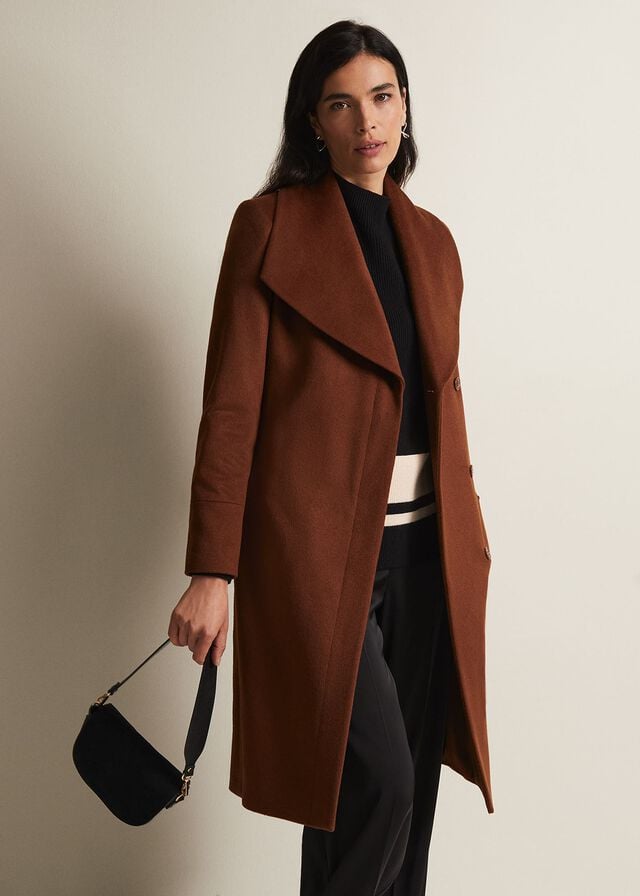Brown Phase Eight Nicci Tan Wool Smart Coats | 6357CQUSX
