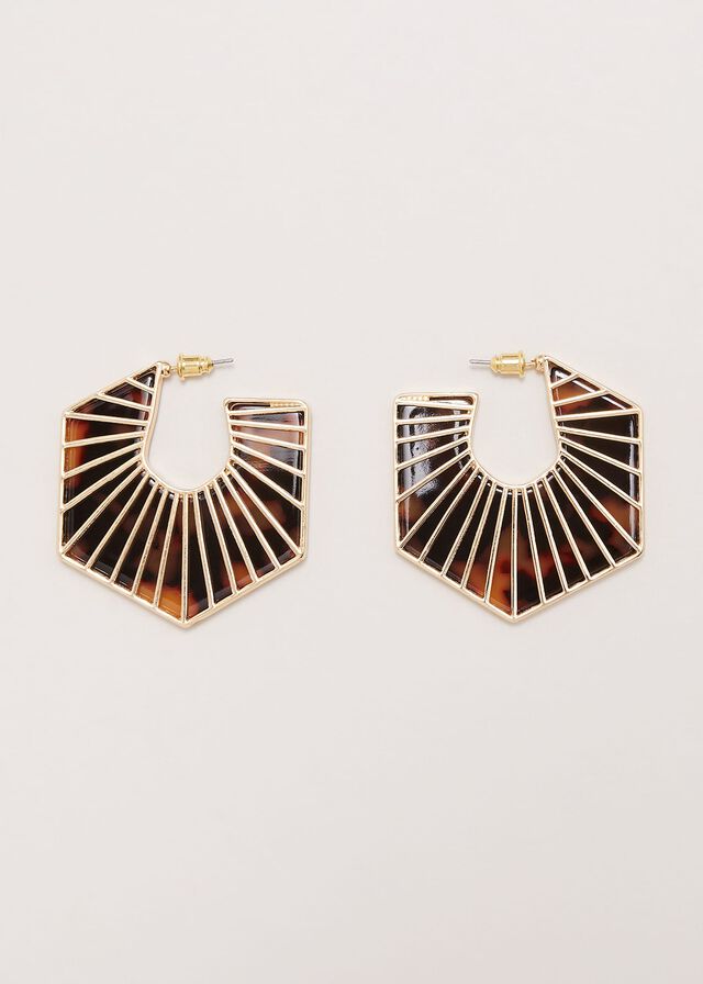 Brown Phase Eight Tort Large Hexagon Hoop Jewellery | 5132UPQXK