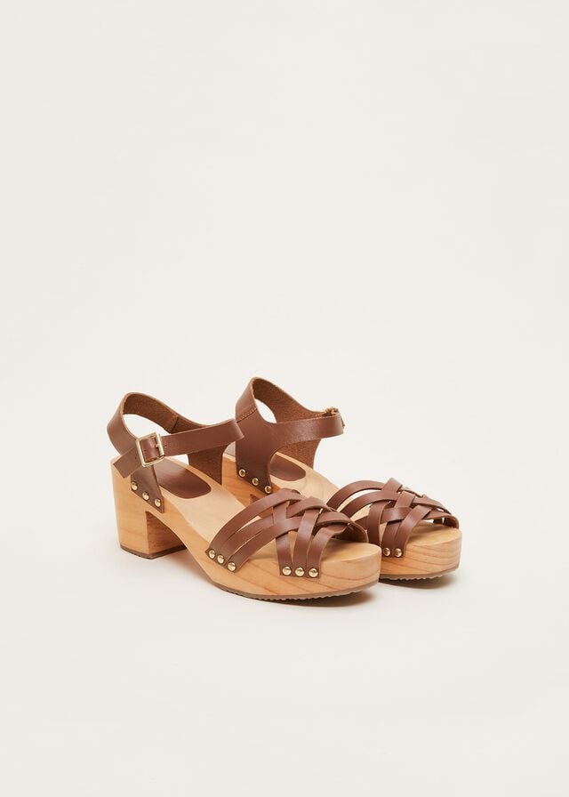 Brown Phase Eight Woven Clog Heels | 1862MXYQS