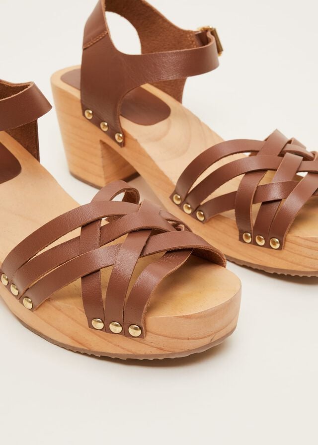 Brown Phase Eight Woven Clog Heels | 1862MXYQS