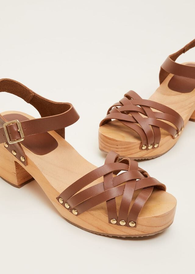 Brown Phase Eight Woven Clog Heels | 1862MXYQS