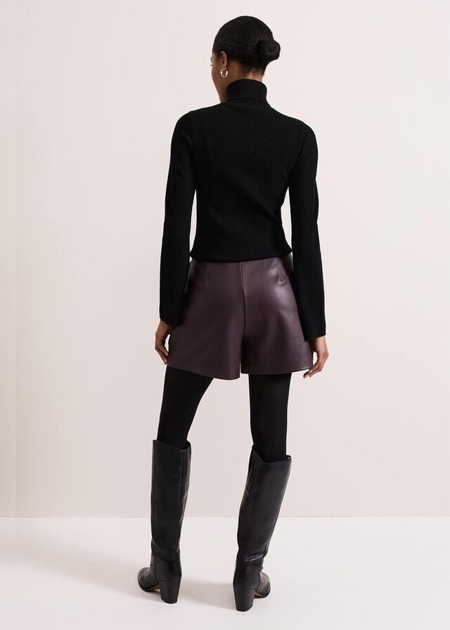 Burgundy Phase Eight Aubrina Pu Trousers | 2760QLWUB