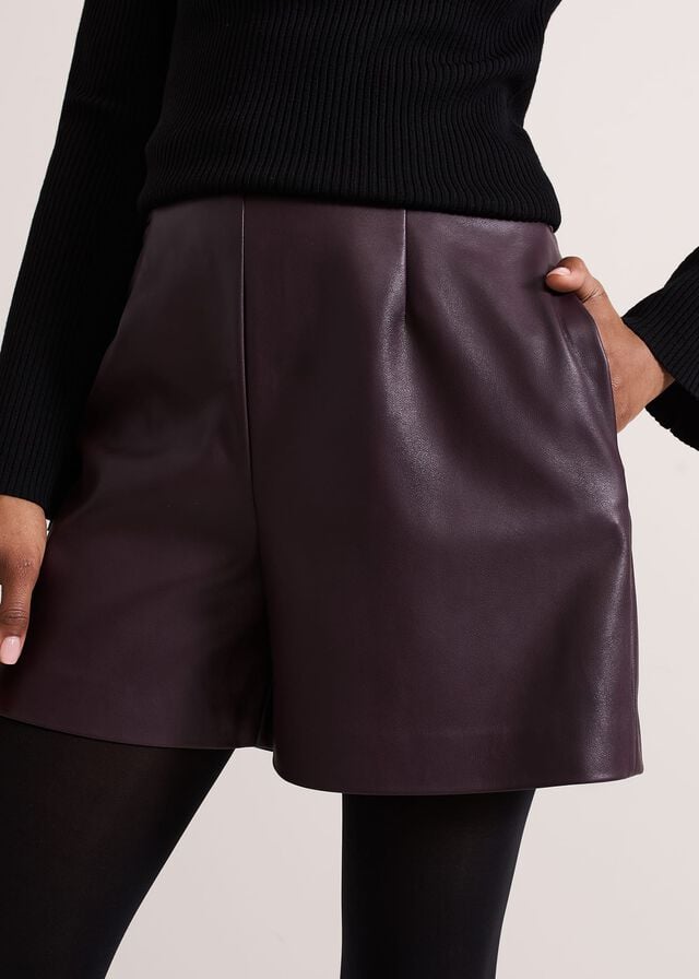 Burgundy Phase Eight Aubrina Pu Trousers | 2760QLWUB