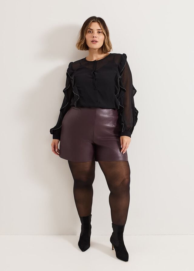 Burgundy Phase Eight Aubrina Pu Trousers | 2760QLWUB