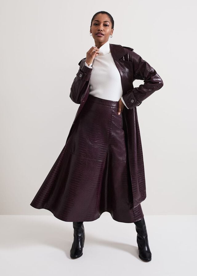 Burgundy Phase Eight Carla Croc Pu Skirts | 1529DQEWL