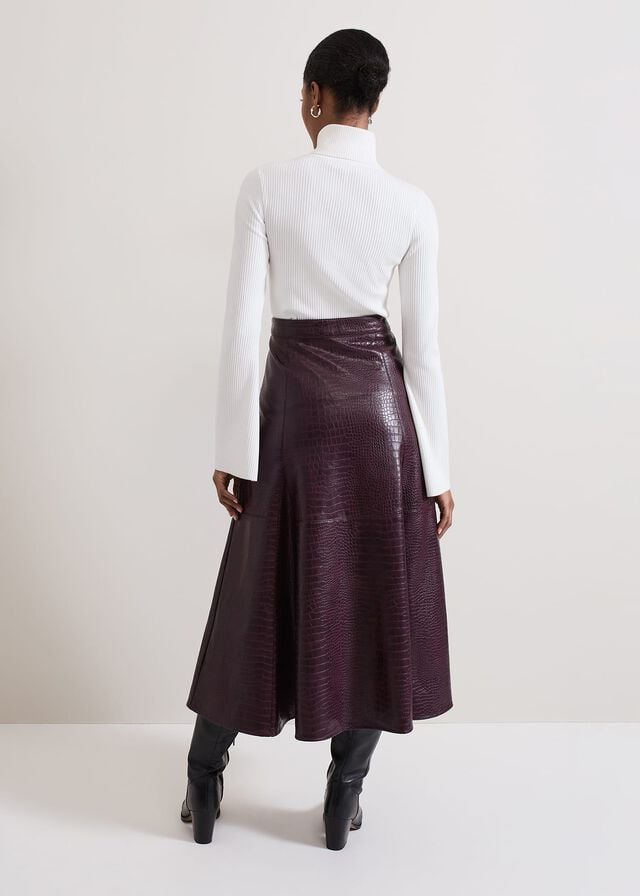 Burgundy Phase Eight Carla Croc Pu Skirts | 1529DQEWL