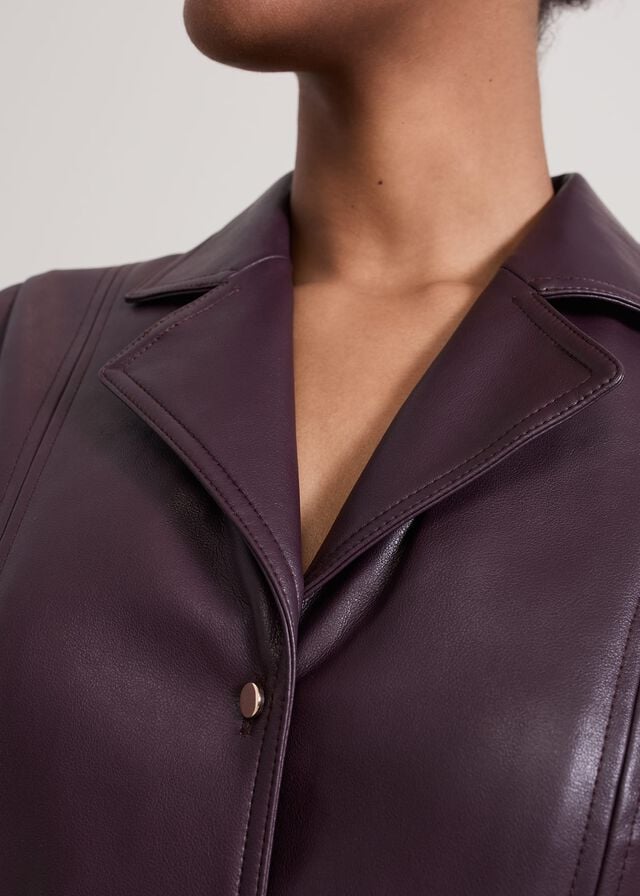 Burgundy Phase Eight Ellie Burgundy Faux Leather Dress | 3612NGTBS