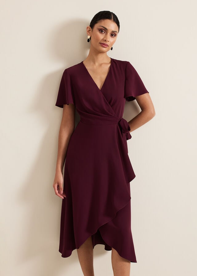Burgundy Phase Eight Julissa Wrap Dress | 9783OCGSB