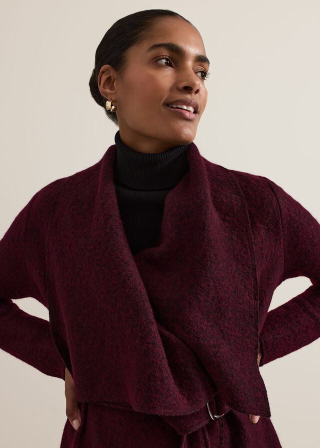 Burgundy Phase Eight Lana Textured Drape Coats | 6174SPWGN