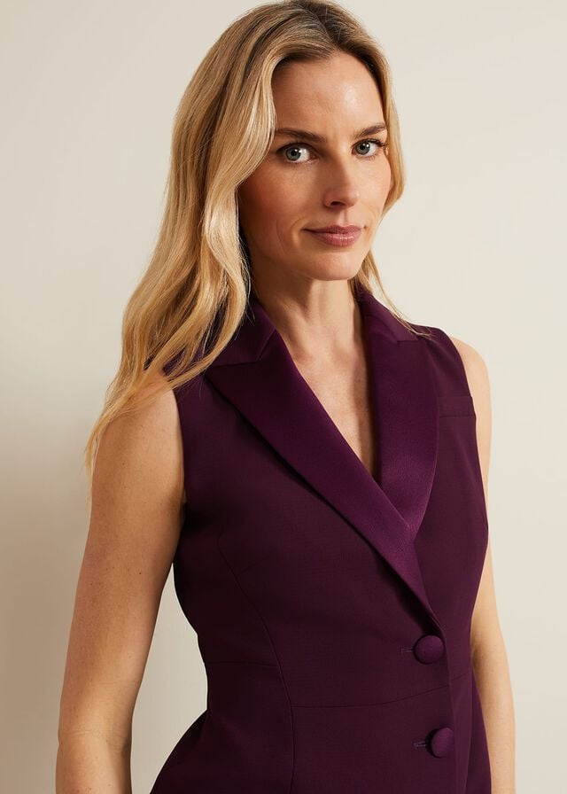 Burgundy Phase Eight Lolicia Sleeveless Tux Dress | 2169KNHUV