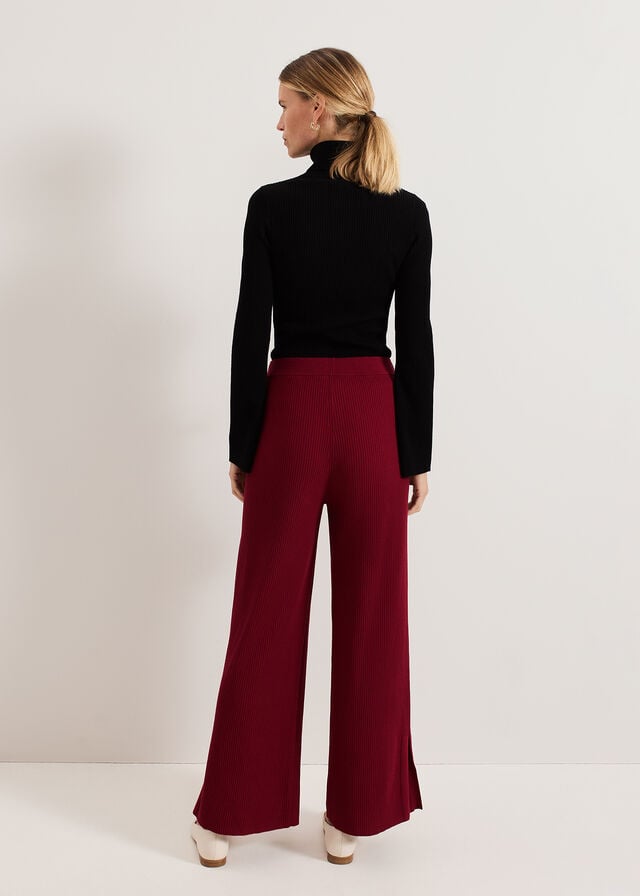 Burgundy Phase Eight Lori Ribbed Trousers | 0483NEBCG