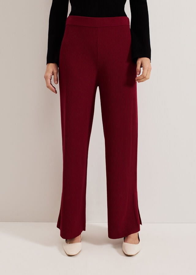 Burgundy Phase Eight Lori Ribbed Trousers | 0483NEBCG