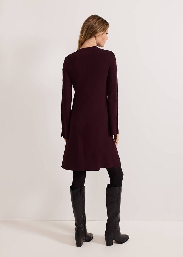 Burgundy Phase Eight Romy Studd Sleeve Shift Dress | 3469MIFND