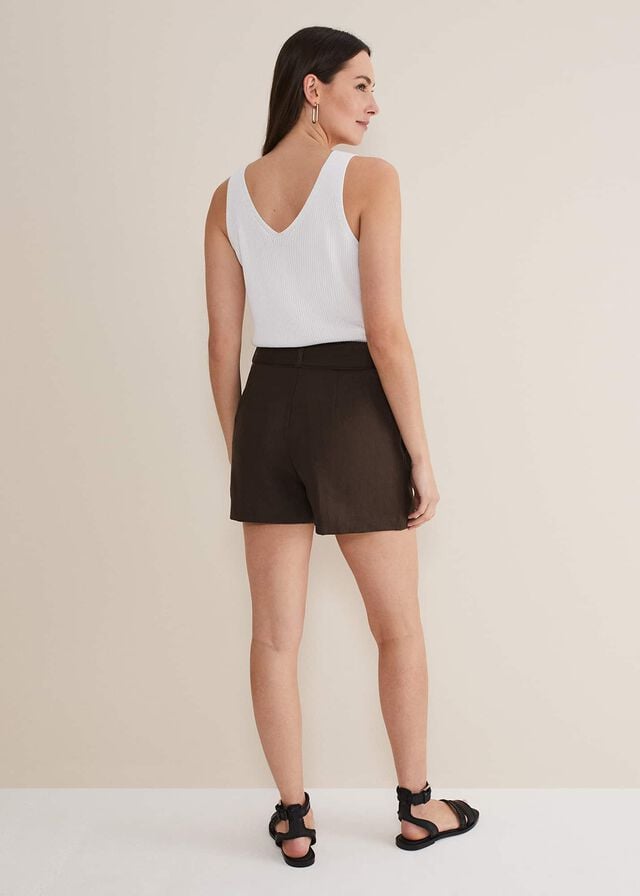 Chocolate Phase Eight Hazel Belted Linen Trousers | 9023GTMRD