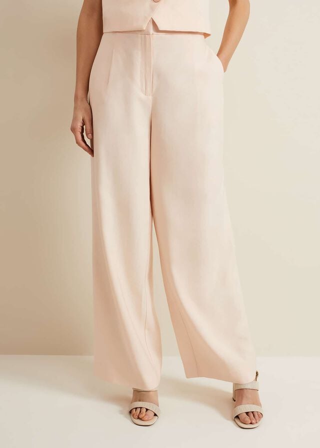 Coral Phase Eight Bianca Wide Leg Peach Trousers | 9075WVDJX