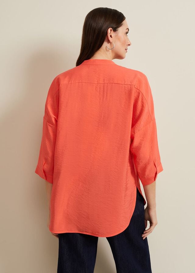 Coral Phase Eight Cynthia Longline Shirts | 1359CKQJM
