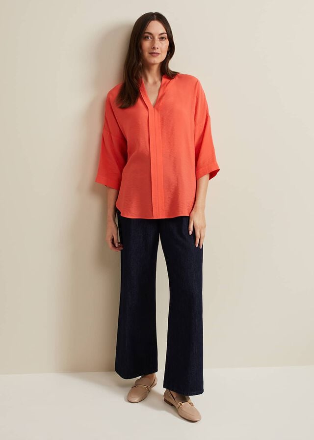 Coral Phase Eight Cynthia Longline Shirts | 1359CKQJM
