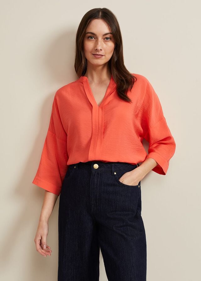 Coral Phase Eight Cynthia Longline Shirts | 1359CKQJM