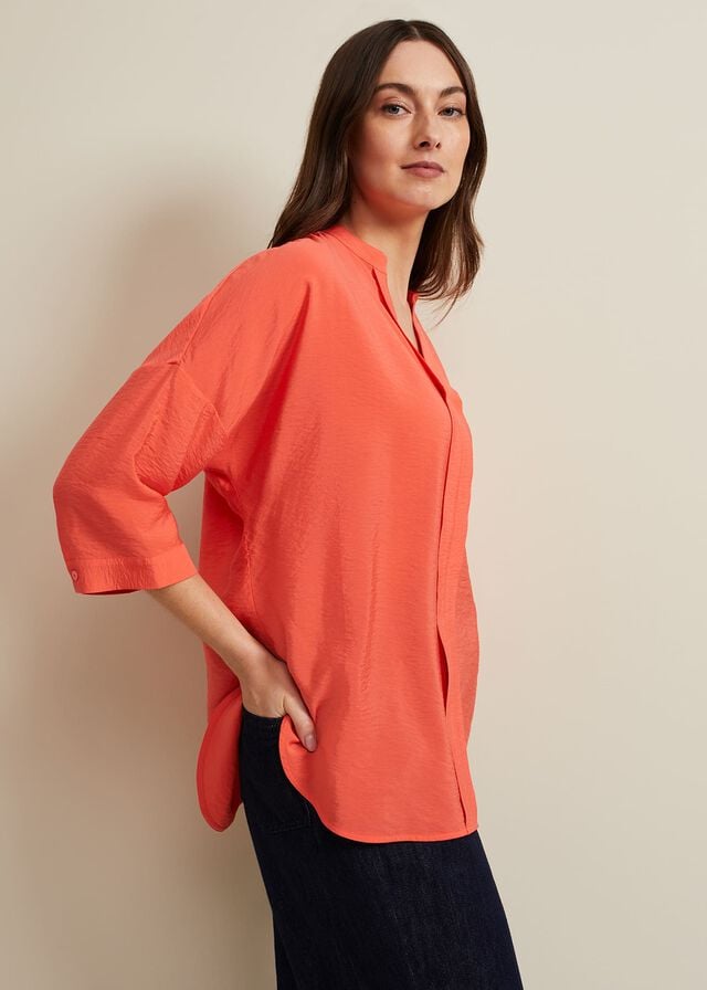 Coral Phase Eight Cynthia Longline Shirts | 1359CKQJM