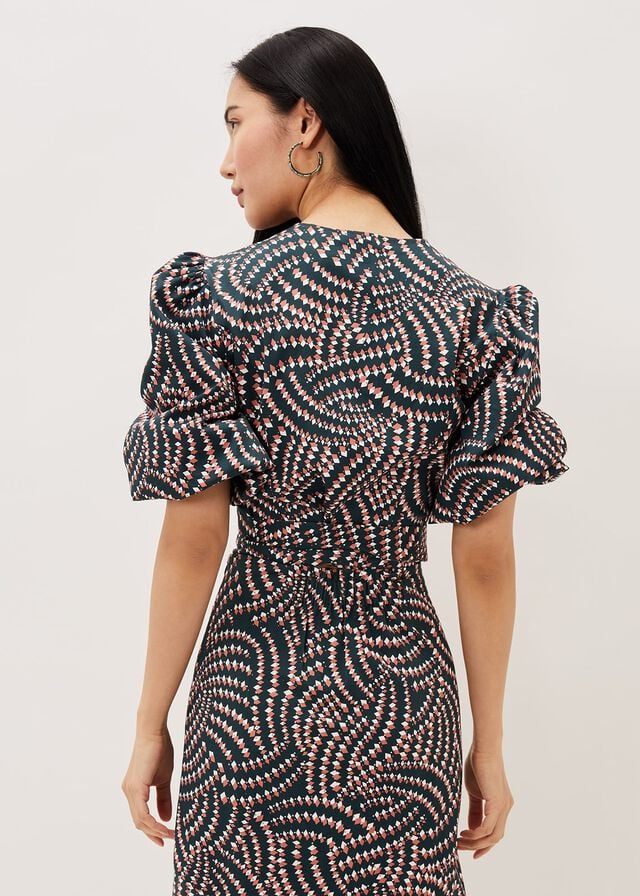 Coral Phase Eight Kiri Co-Ord Geo Metric Shirts | 0843KBLWI