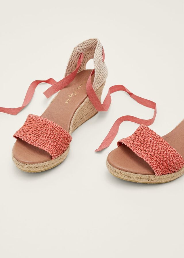 Coral Phase Eight Weave Espadrille Heels | 4068WFOBP