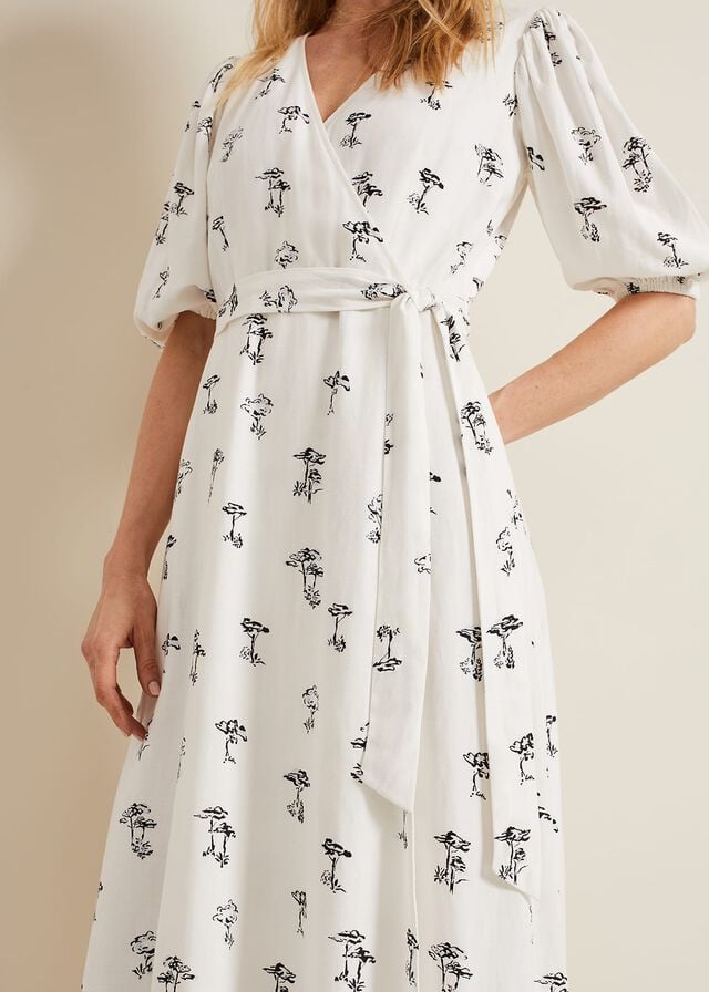 Cream Phase Eight Nelly Linen Wrap Dress | 9275IMSJK