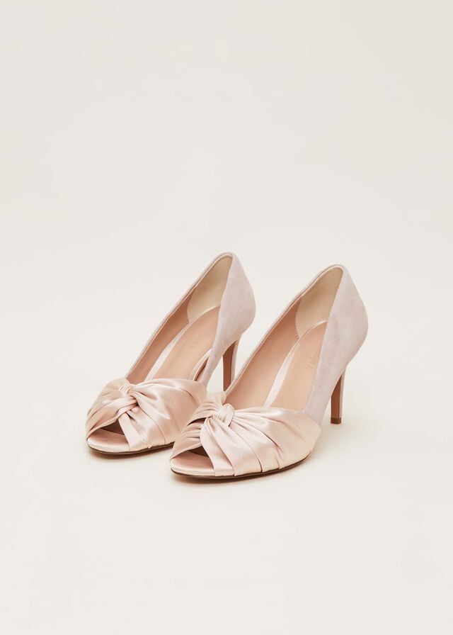 Cream Phase Eight Satin Twist Peeptoe Heels | 7923WXNVJ