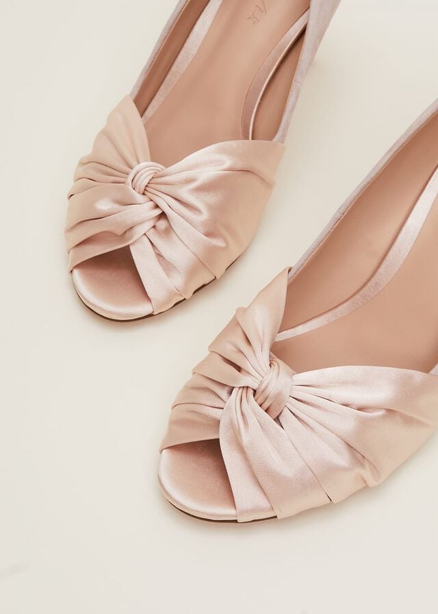 Cream Phase Eight Satin Twist Peeptoe Heels | 7923WXNVJ