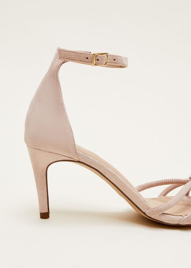 Cream Phase Eight Suede Knotted Barely There Heels | 1326STBNX