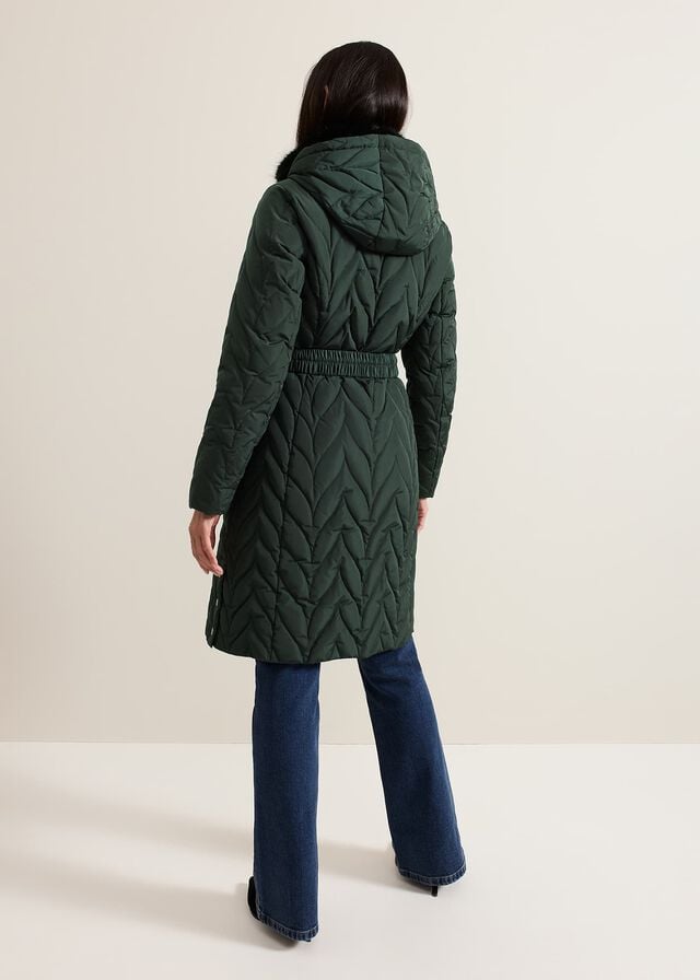 Dark Green Phase Eight Hollie Quilted Puffer Coats | 2956RXOBN