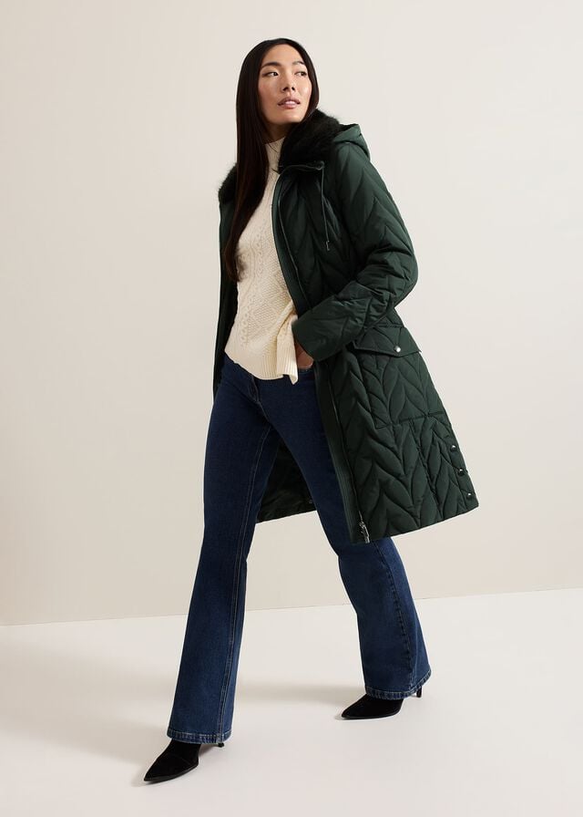 Dark Green Phase Eight Hollie Quilted Puffer Coats | 2956RXOBN