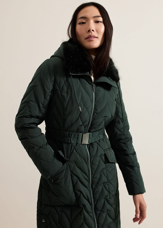 Dark Green Phase Eight Hollie Quilted Puffer Coats | 2956RXOBN