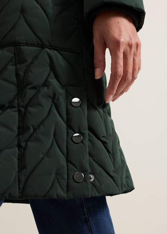 Dark Green Phase Eight Hollie Quilted Puffer Coats | 2956RXOBN