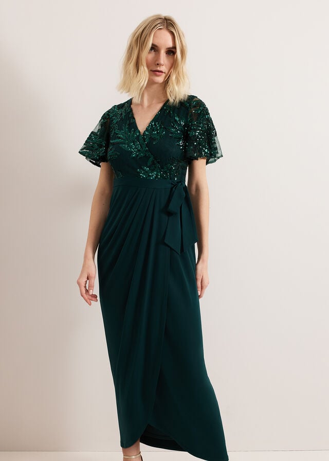 Dark Green Phase Eight Minty Wrap Dress | 0728LEXRG