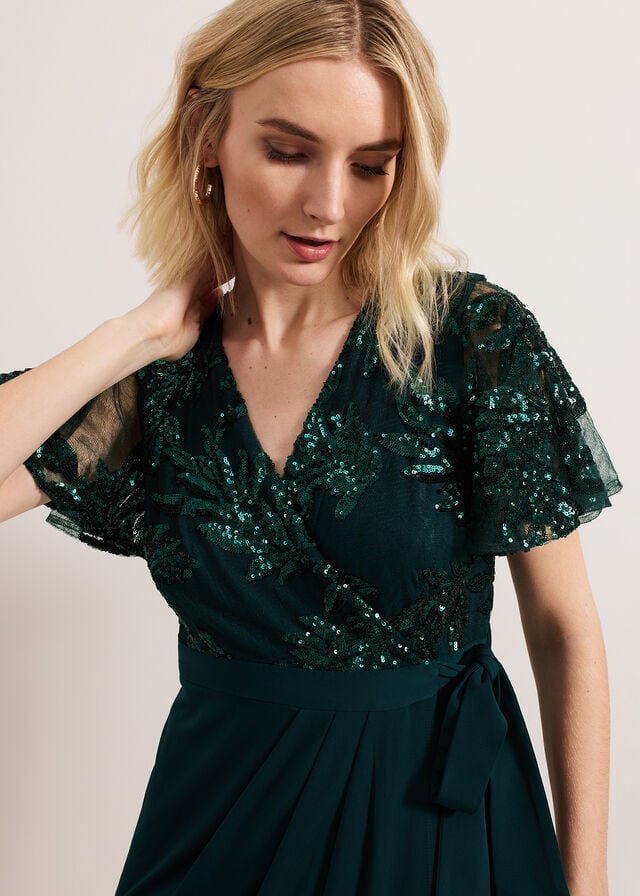 Dark Green Phase Eight Minty Wrap Dress | 0728LEXRG