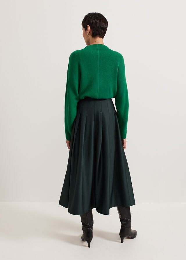 Dark Green Phase Eight Susie Pleated Skirts | 5281QMYNU