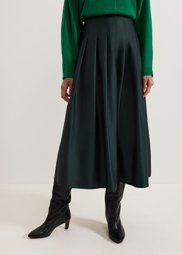 Dark Green Phase Eight Susie Pleated Skirts | 5281QMYNU