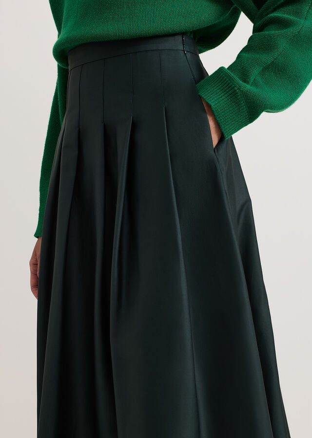 Dark Green Phase Eight Susie Pleated Skirts | 5281QMYNU