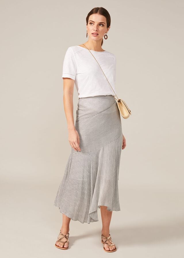 Dark Grey Phase Eight Tilia Stripe Skirts | 4256UMSPQ