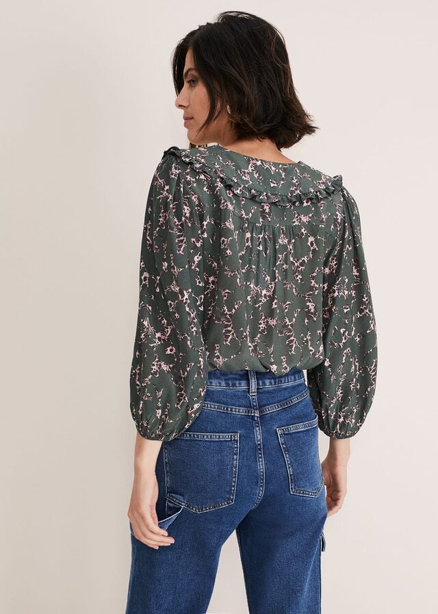Dark Grey / Multicolor Phase Eight Marble Collar Shirts | 8520UGPNH