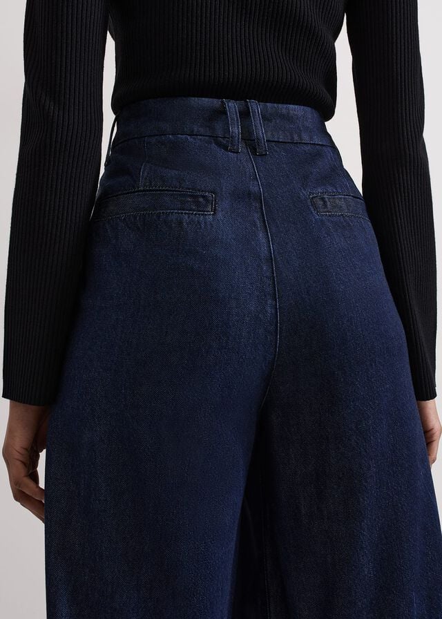 Dark Wash Phase Eight Cerys Denim Wide Leg Jeans | 1260TVDHF