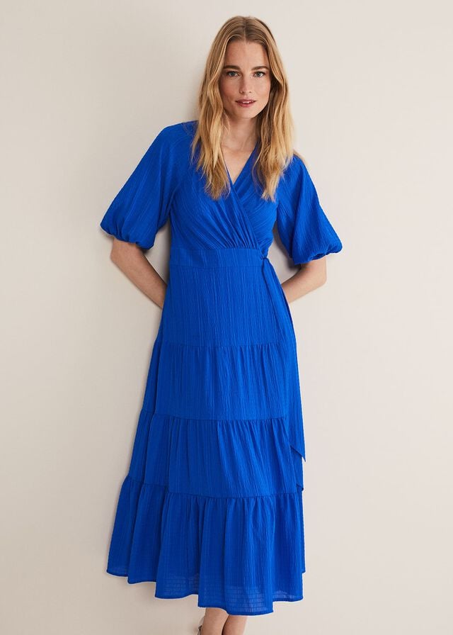 Deep Blue Phase Eight Morven Blue Wrap Dress | 2659TXMNB