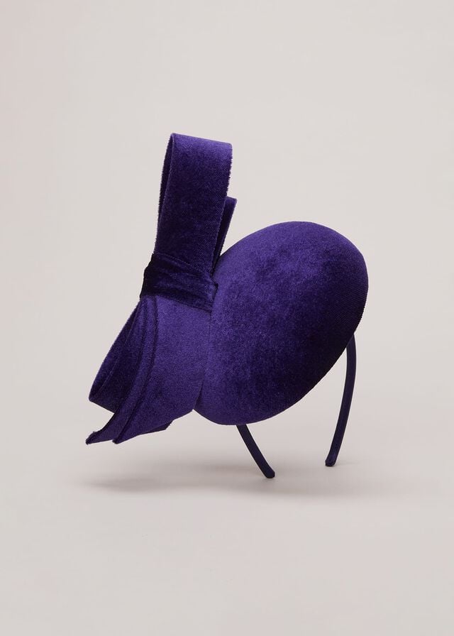 Deep Blue Phase Eight Velvet Bow Pillbox Fascinator Hats | 5417DPRHZ