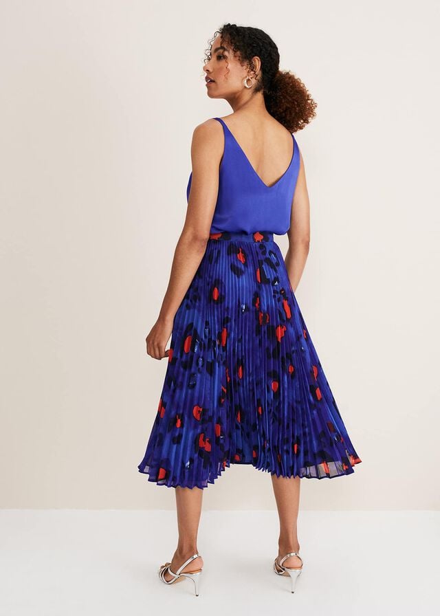 Deep Blue / Multicolor Phase Eight Clarisse Print Skirts | 3219MUKBE