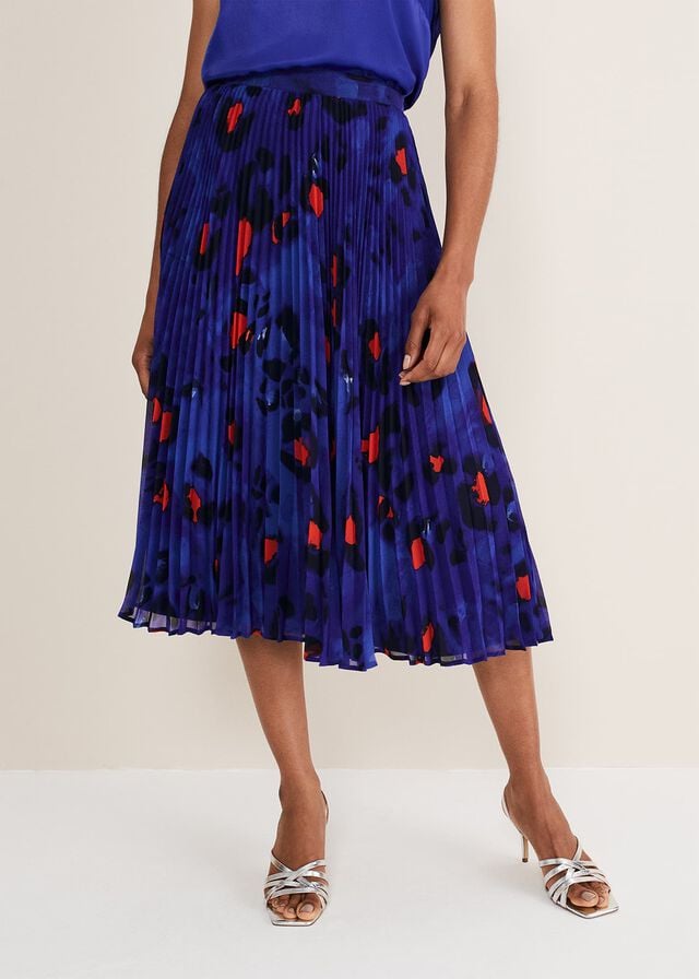 Deep Blue / Multicolor Phase Eight Clarisse Print Skirts | 3219MUKBE